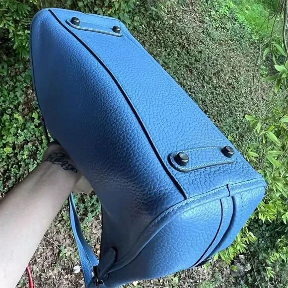 COACH Lori Shoulder Bag Pebbled Leather C4824 Gunmetal/Washed Chambray Blue NWT